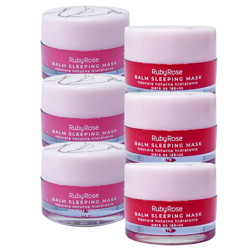Máscara Noturna Hidratante Para Lábios Balm Sleeping Mask Ruby Rose HB-8530 - Kit c/ 06 unid