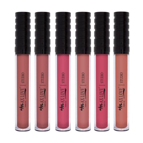 Batom Líquido Matte 30 Horas Nude Box 01 Cor 650 ao 655 Max Love - Kit c/ 06 unid