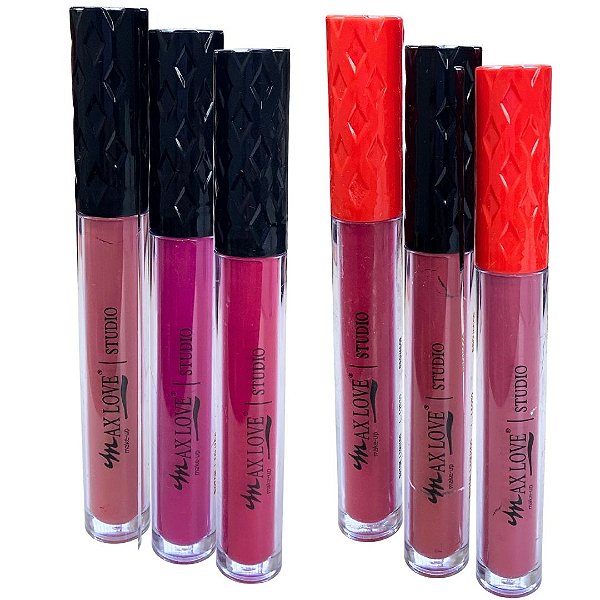 Batom Líquido Nude 24 Horas Box 02 Cor 07 ao 12 Max Love - Kit c/ 06 unid