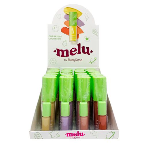 Corretivo Líquido Colorido Melu Ruby Rose RR-8106 - Box c/ 24 unid