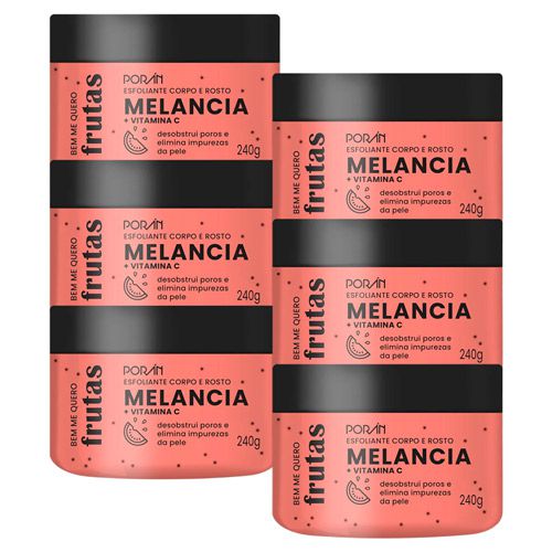 Poran - Esfoliante Corpo e Rosto Melancia Porán PR200 - Kit c/ 06 unid