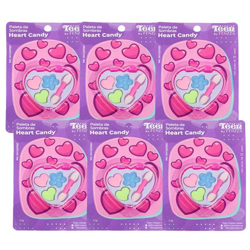 Paleta de Sombras Heart Candy Teen Fenzza SKV12011183 - Kit c/ 06 unid