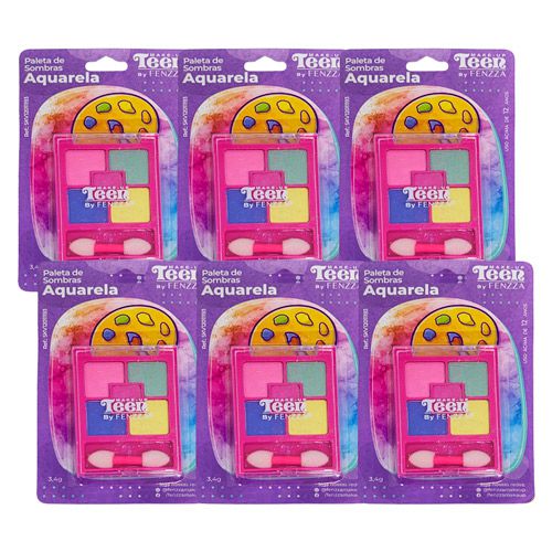 Paleta de Sombras Aquarela Teen Fenzza SKV12011193 - Kit c/ 06 unid