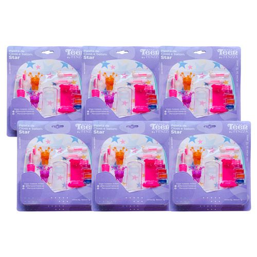 Paleta de Gloss e Batom Star Teen Fenzza SKV12011147 - Kit c/ 06 unid