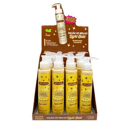 Geleia de Brilho Iluminador Corporal Light Gold Super Poderes GBSP03 - Box c/ 16 unid
