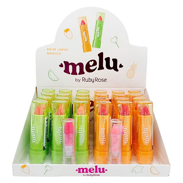 Balm Labial Mágico Melu Ruby Rose RR-8529 - Box c/ 24 unid