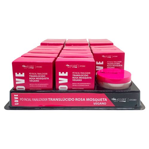 Pó Facial Finalizador Translúcido Rosa Mosqueta Vegano Love Max Love - Box c/ 22 unid