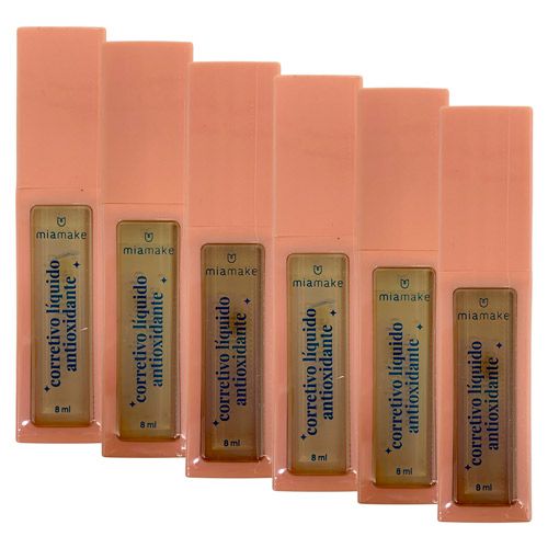 Corretivo Líquido Antioxidante Bege Médio Mia Make 401 - Kit c/ 06 unid