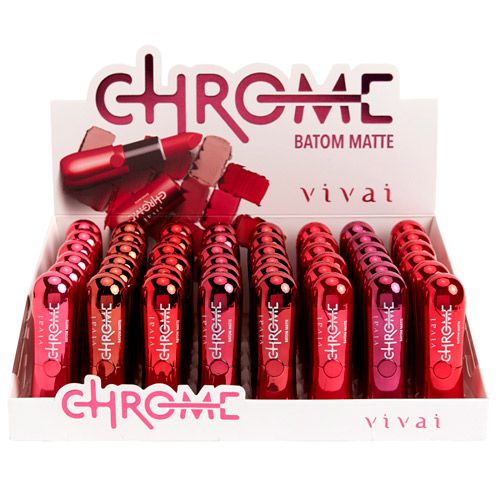 Batom Bastão Matte Chrome Vivai 3125-1-1 - Box c/ 48 unid