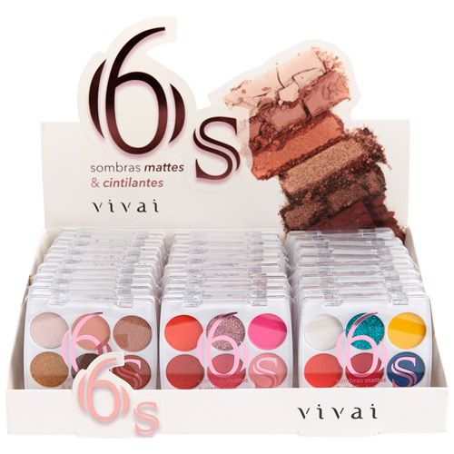 Paleta de Sombras Mattes & Cintilantes 6S Vivai 4072.1.1 - Box c/ 24 unid