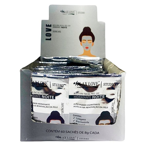 Máscara Facial Peel Off Hidratante Noite Love Max Love - Box c/ 60 unid
