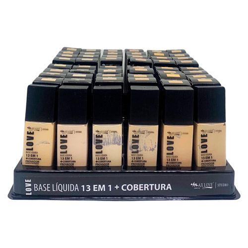 Base Líquida 13 em 1 + Cobertura Love Box 01 Cor 400 ao 405 Max Love - Box c/ 48 unid