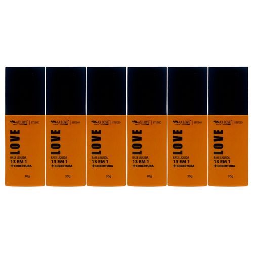 Base Líquida 13 em 1 + Cobertura Love Box 01 Cor 400 ao 405 Max Love - Kit c/ 06 unid