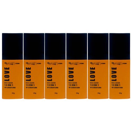 Base Líquida 13 em 1 + Cobertura Love Box 02 Cor 406 ao 411 Max Love - Kit c/ 06 unid