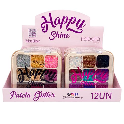 Paleta de Glitter Happy Shine Febella PSO30338 - Box c/ 12 unid