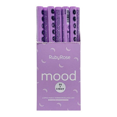 Lápis para Sobrancelhas 2x1 Ponta Chanfrada 01 Light Mood Ruby Rose HB-518-1 - Box c/ 24 unid