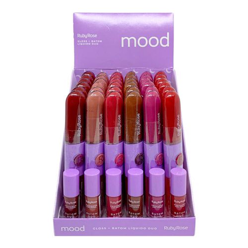 Gloss + Batom Líquido Duo Grupo 02 Mood Ruby Rose HB-F569-G2 - Box c/ 36 unid