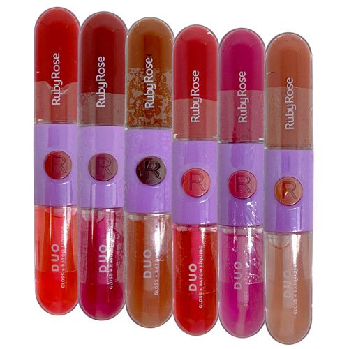 Gloss + Batom Líquido Duo Grupo 02 Mood Ruby Rose HB-F569-G2 - Kit c/ 06 unid
