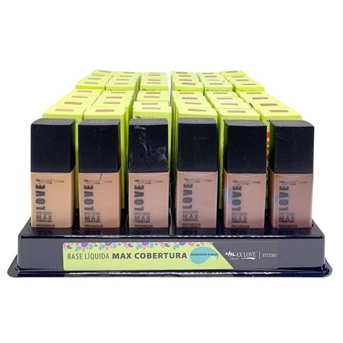 Base Líquida Max Cobertura Box 03 Cor 512 ao 517 Max Love - Box c/ 48 unid
