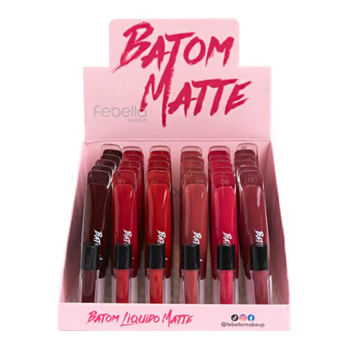 Batom Líquido Matte Super Stay Febella BM40122 - Box c/ 36 unid