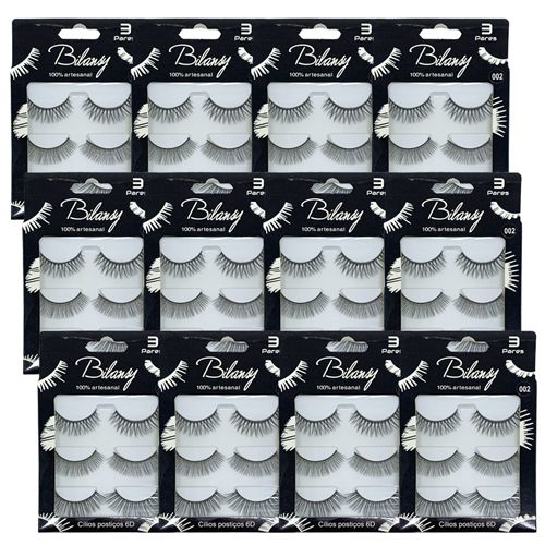 Cílios Postiços com 03 Pares 6D 002 Bilansy BC072-2 - Pcte c/ 12 unid