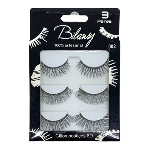 Cílios Postiços com 03 Pares 6D 002 Bilansy BC072-2