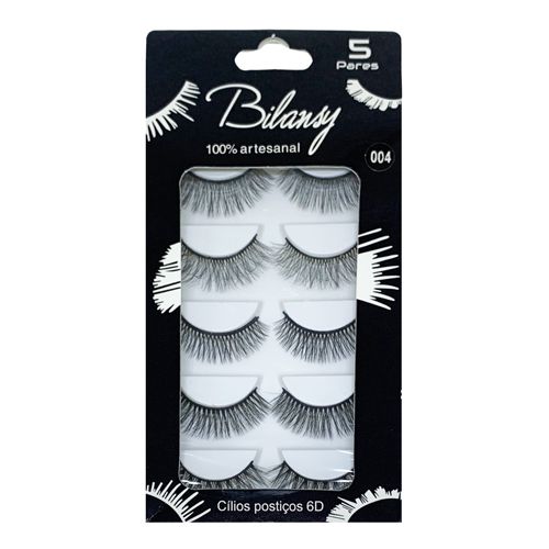 Cílios Postiços com 05 Pares 6D 004 Bilansy BC074-4