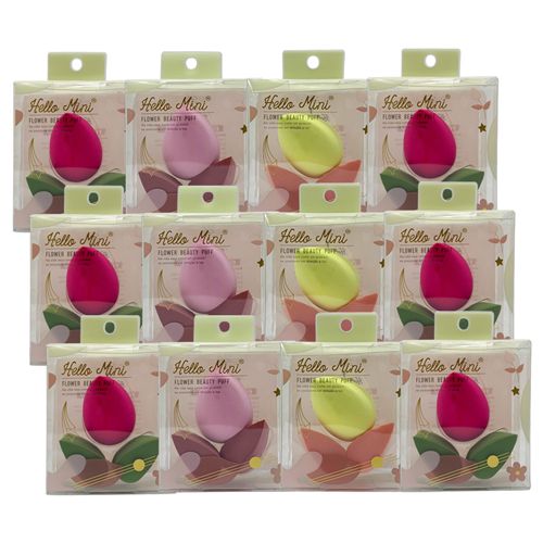 Esponja para Maquiagem Flower Beauty Puff Hello Mini KIT637 - Box c/ 12 unid