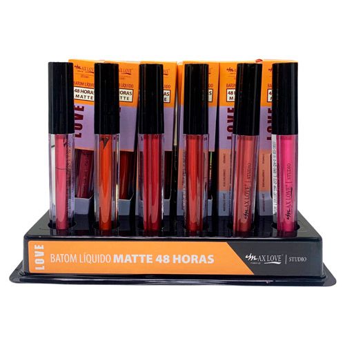 Batom Líquido Matte 48 Horas Box 04 Cor 268 ao 273 Max Love - Box c/ 48 unid