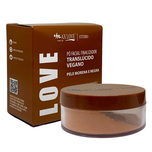 Pó Facial Finalizador Translúcido Vegano Pele Morena e Negra Max Love