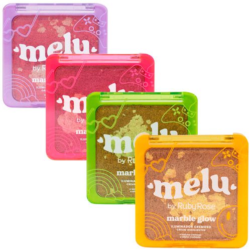 Iluminador Cremoso Marble Glow Melu Ruby Rose RR-F860 - Kit c/ 04 unid