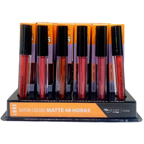 Batom Líquido Matte 48 Horas Box 07 Cor 286 ao 291 Max Love - Box c/ 48 unid