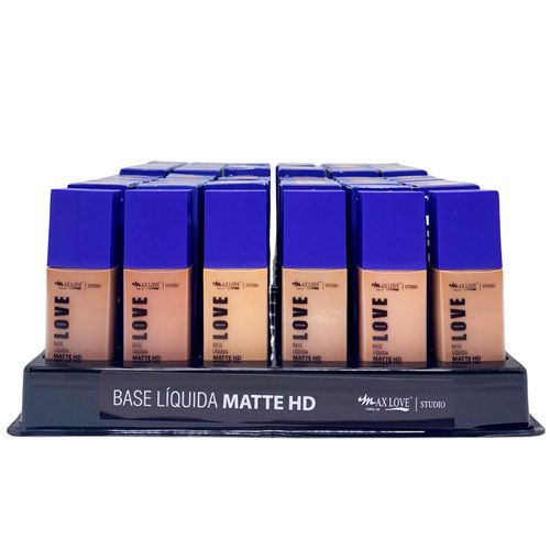 Base Líquida Matte HD Box 02 Cor 12 ao 19 Max Love - Box c/ 48 unid