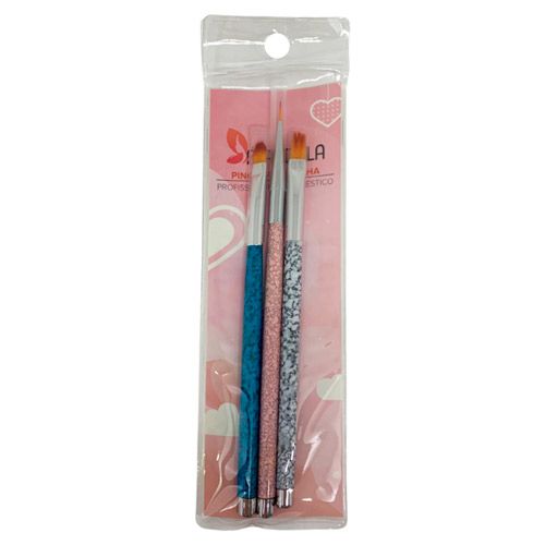 Kit com 03 Pincéis para Decoração de Unhas Mandala JD-3266