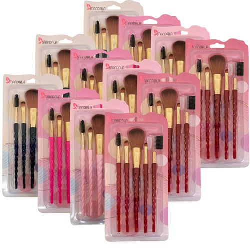 Kit com 05 Pincéis para Maquiagem Mandala PM-692 - Pcte c/ 12 unid