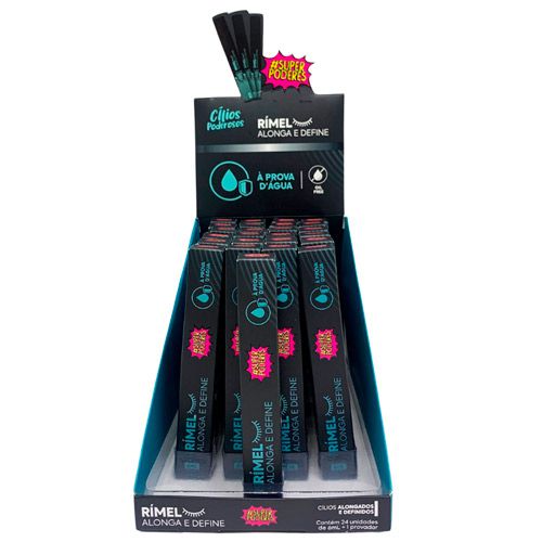 Máscara para Cílios Alonga e Define Cílios Poderosos Super Poderes MCSP05 - Box c/ 24 unid