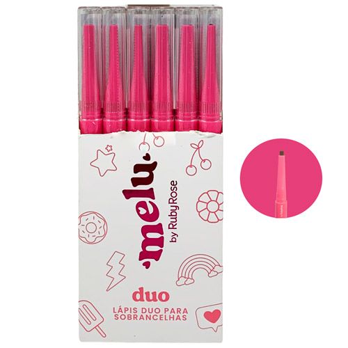 Lápis para Sobrancelhas Duo 03 Dark Melu Ruby Rose RR-2403-3 - Box c/ 24 unid