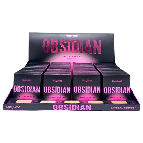 Pó Compacto Crystal Powder Obsidian Grupo 01 Ruby Rose HB-1800/G1 - Box c/ 36 unid