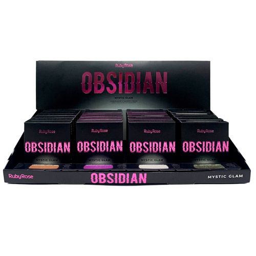 Iluminador e Sombra Cream Mystic Glam Obsidian Ruby Rose HB-2600 - Box c/ 24 unid