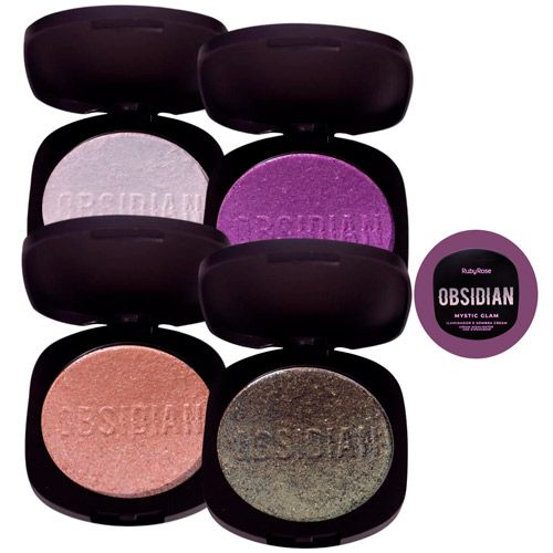 Iluminador e Sombra Cream Mystic Glam Obsidian Ruby Rose HB-2600 - Kit c/ 04 unid