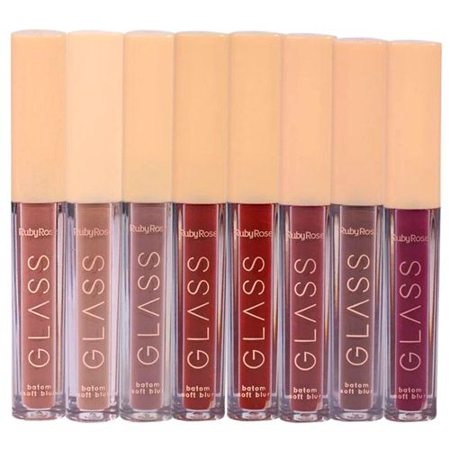 Batom Líquido Soft Blur Glass Ruby Rose HB-579 - Kit c/ 08 unid