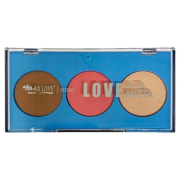 Paleta de Contorno, Blush e Iluminador Max Love Bx02