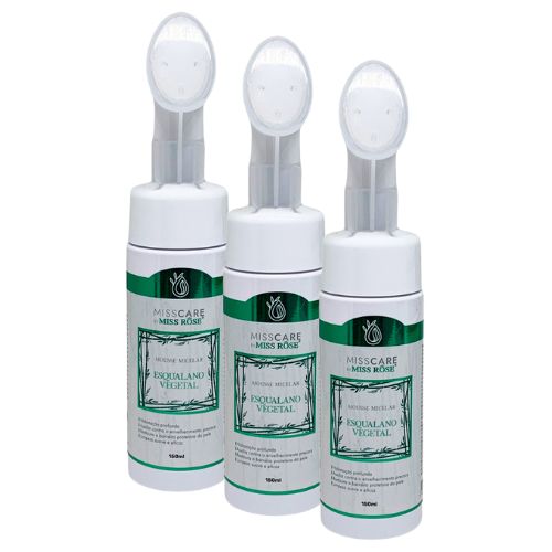 Mousse de Limpeza Facial Esqualano Vegetal Miss Care Miss Rôse MR059 - Kit c/ 03 unid