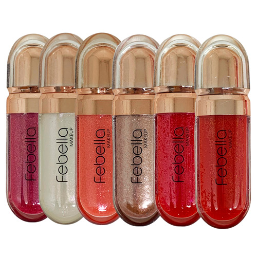 Gloss Labial 3D Super Brilhante Febella LG40514 - Kit c/ 06 unid