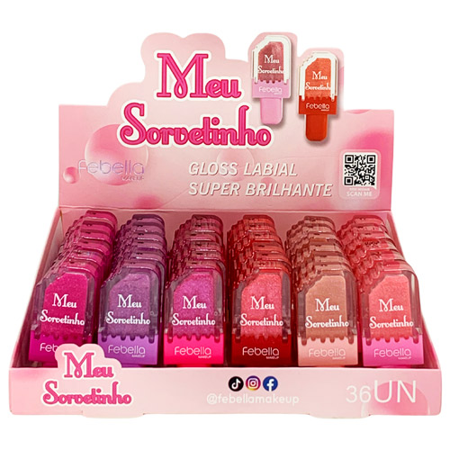 Gloss Labial Meu Sorvetinho Febella LG40518 - Box c/ 36 unid