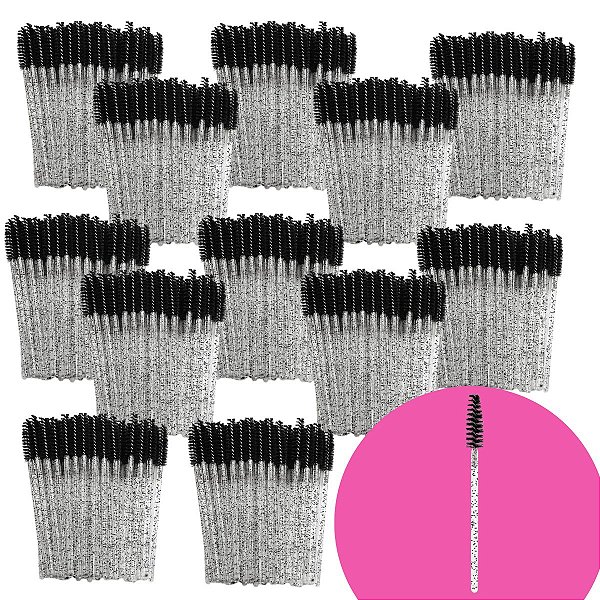 Escovinha para Cílios e Sobrancelhas com 50 Unidades - Pcte c/ 12 unid