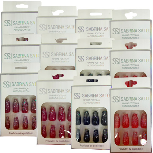 Unhas Postiças Autocolantes Sabrina Sato SS-3455 - Pcte c/ 12 unid