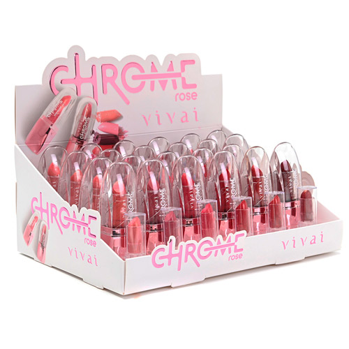 Batom Bastão Chrome Rose Vivai 3210.1.1 - Box c/ 24 unid