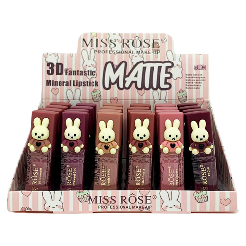 Batom Bastão Matte Coelho Miss Rôse 7301-411B6 - Box c/ 24 unid