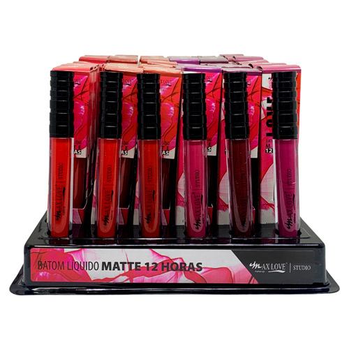 Batom Líquido Matte 12 Horas Box 02 Cor 78 ao 83 Max Love - Box c/ 48 unid